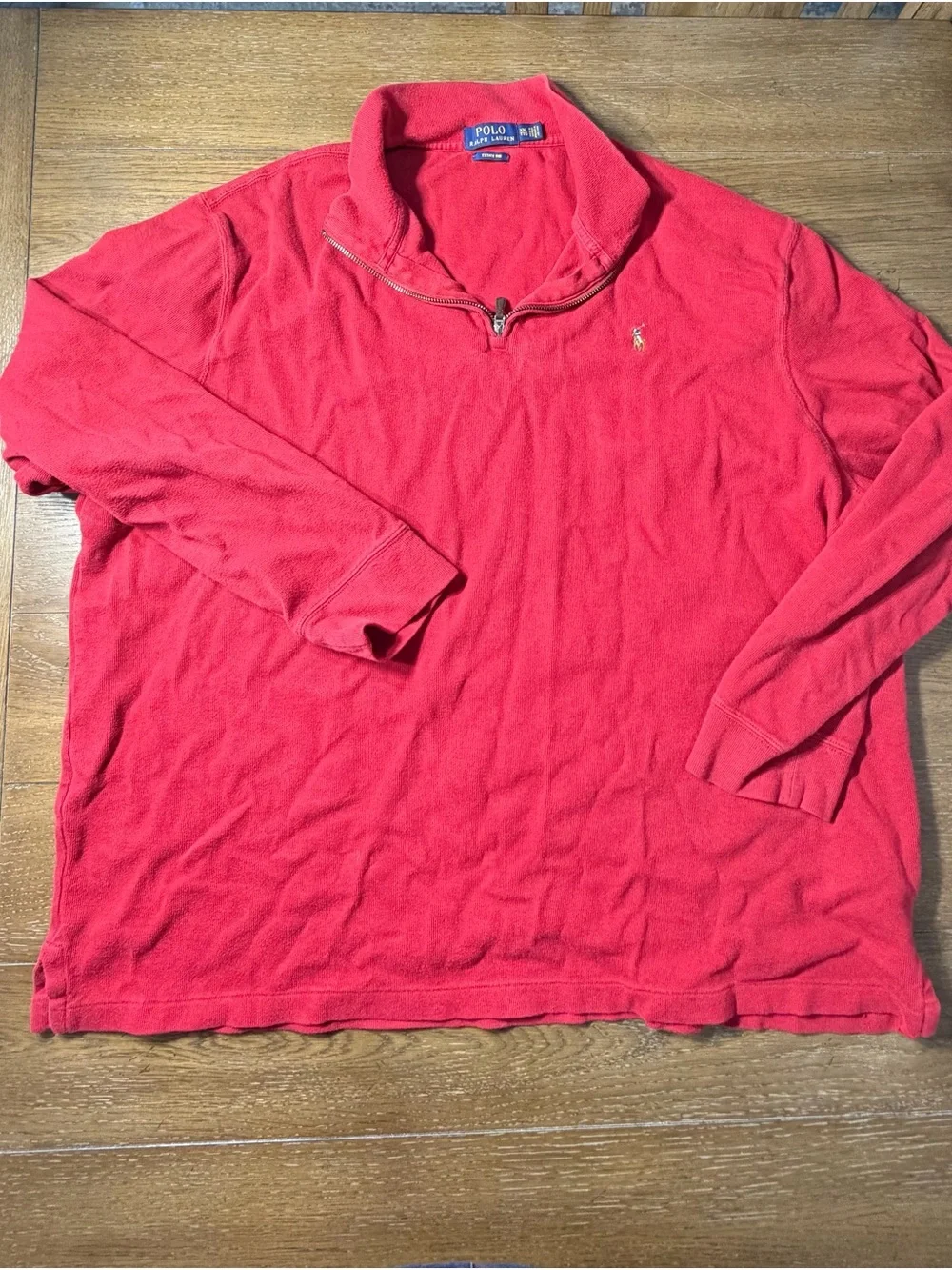 Ralph Lauren Polo Mens Red Quarter-Zip Pullover Sweater